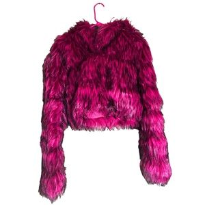 Pink Azalea Wang Gracelle Faux Fur Cropped Jacket